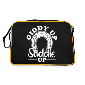 Giddy Up, Saddle Up Riding Girl Horseback - Retro Bag - black/gold - Back