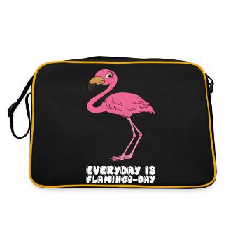 Lustiger Flamingo - Retro Tasche - Schwarz/Gold - Hinten