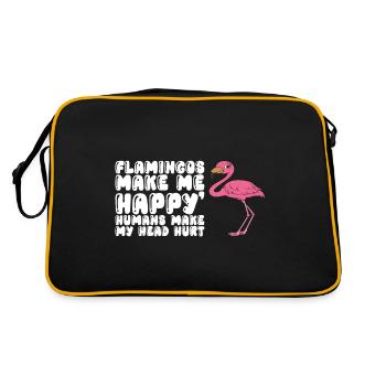 Lustiger Flamingo - Retro Tasche - Schwarz/Gold - Hinten