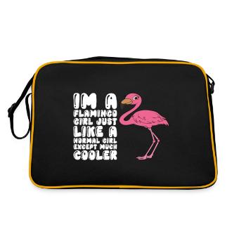 Lustiger Flamingo - Retro Tasche - Schwarz/Gold - Hinten