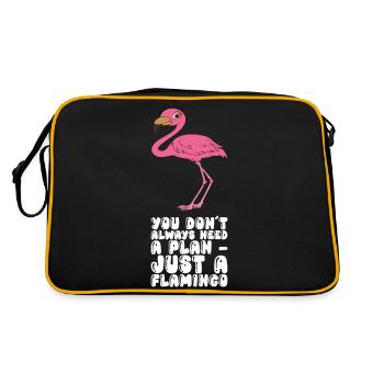 Lustiger Flamingo - Retro Tasche - Schwarz/Gold - Hinten