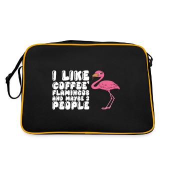 Lustiger Flamingo - Retro Tasche - Schwarz/Gold - Hinten