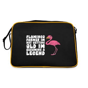 Lustiger Flamingo - Retro Tasche - Schwarz/Gold - Hinten