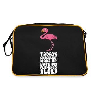 Lustiger Flamingo - Retro Tasche - Schwarz/Gold - Hinten