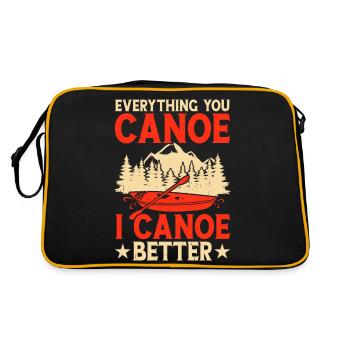 Kanu Kanut Kanutin Kanufahrer - Retro Tasche - Schwarz/Gold - Hinten
