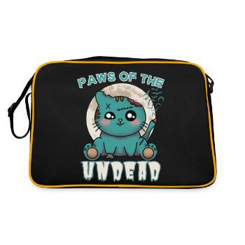 "Paws of the Undead", cute zombie cat - Retro Bag - black/gold - Back