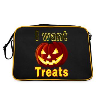 "I Want Treats", candy hunt for Halloween - Retro Bag - black/gold - Back