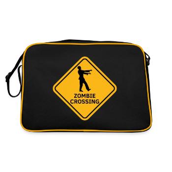 "Zombies Crossing", Panneau Australien Zombie - Sac Retro - noir/or - Dos