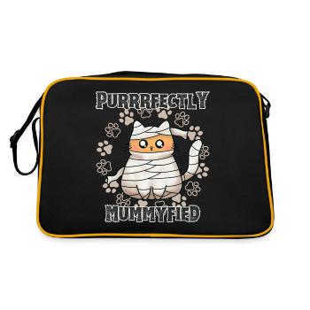 "Purrrfectly Mummyfied", cute mummy cat - Retro Bag - black/gold - Back