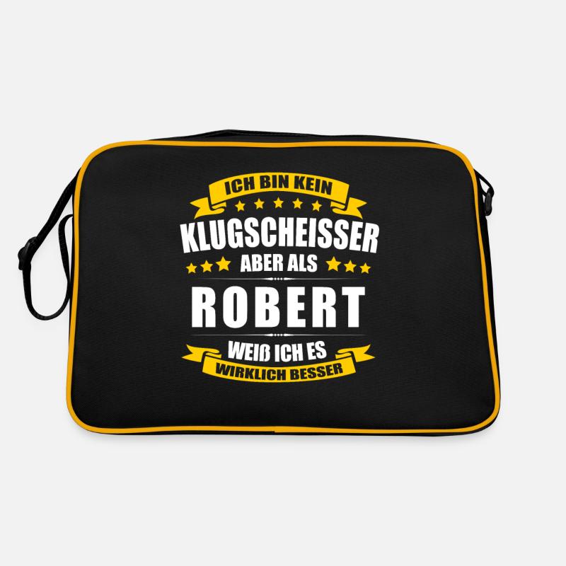 Name Robert Vorname Klugscheisser Namenstag - Retro Tasche - Schwarz/Gold