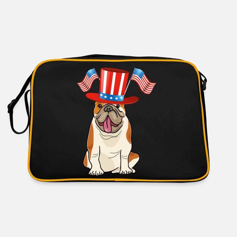 Motiv Hund, Amerika - Retro Tasche - Schwarz/Gold