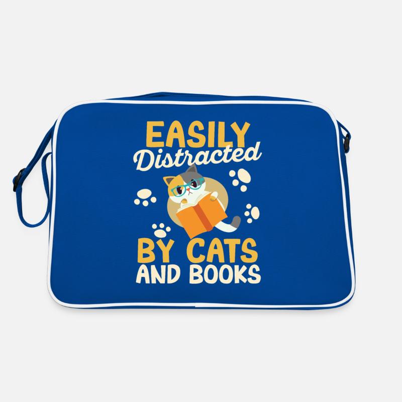 Leicht ablenkbar durch Katzen und Bücher Katze Retro Tasche