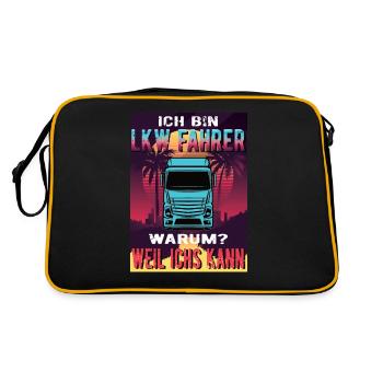 LKW Fahrer Sunset Eurotruck - Retro Tasche - Schwarz/Gold - Hinten