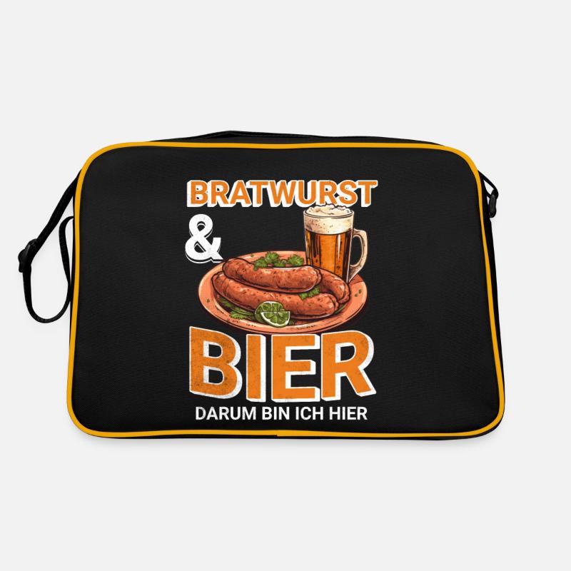 Bratwurst & Bier, Darum Bin Ich Hier" für Retro Tasche
