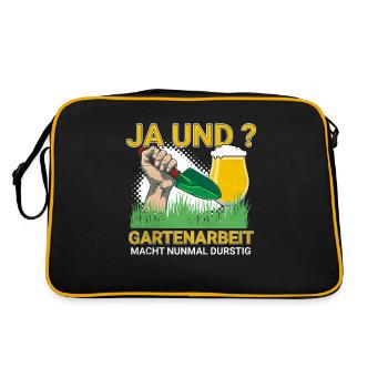 Ja und Gartenarbeit Macht Durstig für - Retro Tasche - Schwarz/Gold - Hinten