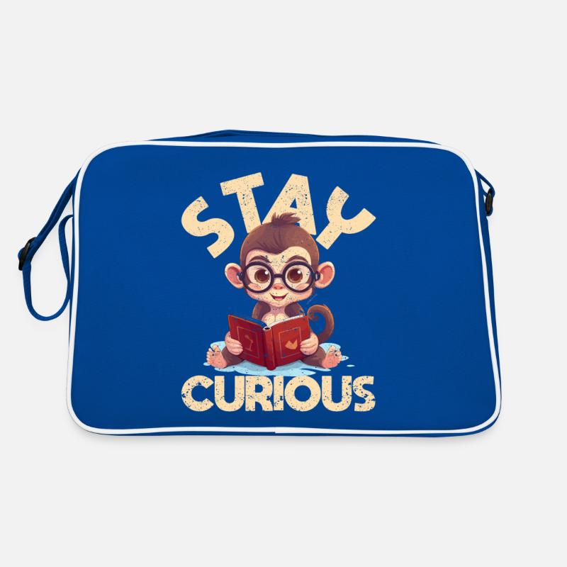 Stay curious monkey reading funny book lover Retro Bag