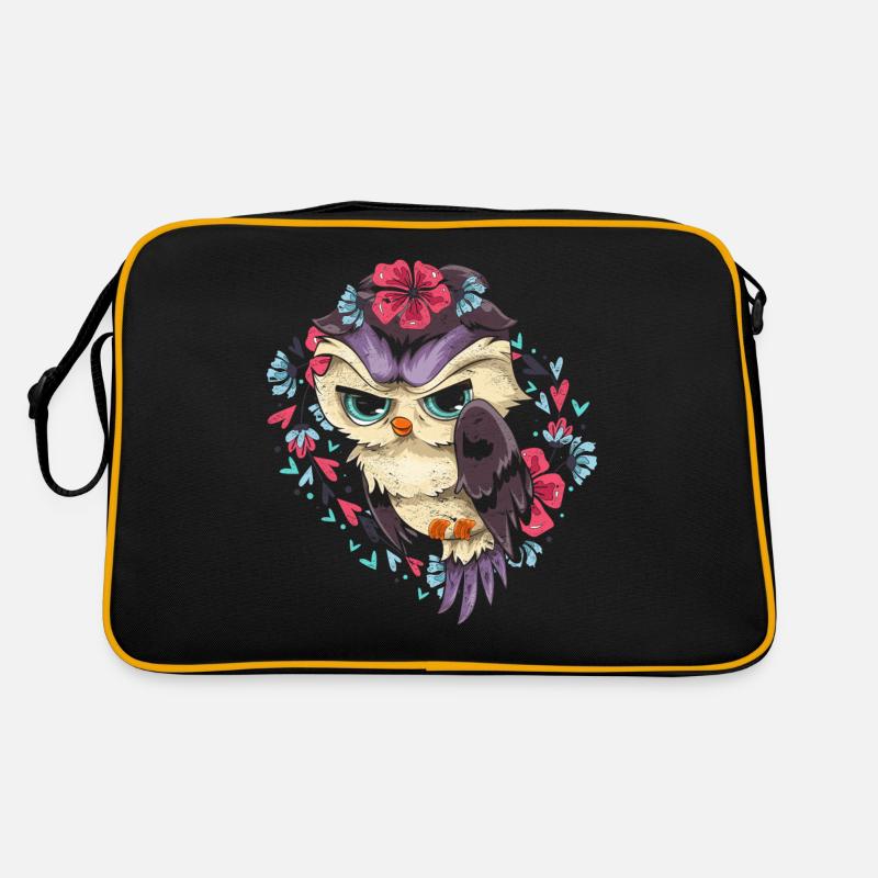 Weiser Vogel Geschenk Blumen Blüten Süßes Eule Retro Tasche