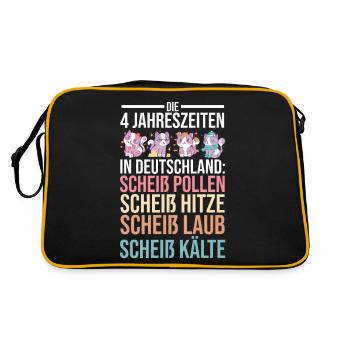 Die 4 Jahreszeiten In Deutschland - Retro Tasche - Schwarz/Gold - Hinten