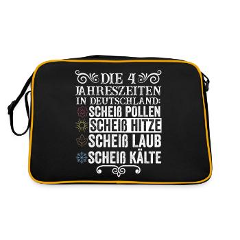 Die 4 Jahreszeiten In Deutschland - Retro Tasche - Schwarz/Gold - Hinten