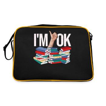 Je vais bien Lecteur de livres drôles Bibliothécaire - Sac Retro - noir/or - Dos