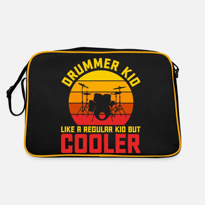Schlagzeug Schlagzeuger Drummer - Retro Tasche - Schwarz/Gold