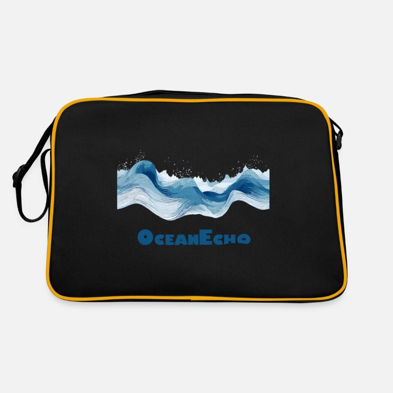 Line Style Wave Motif - OceanEcho Retro Bag