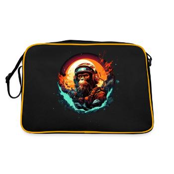 Space Apes Grafikdesign - Cool Ape Astronaut - Retro Tasche - Schwarz/Gold - Hinten