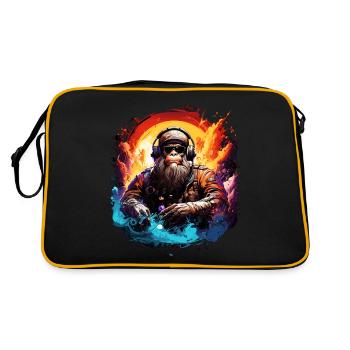 Cooler Affe in der Galaxie - Farbenfroher Affe Outer Space - Retro Tasche - Schwarz/Gold - Hinten