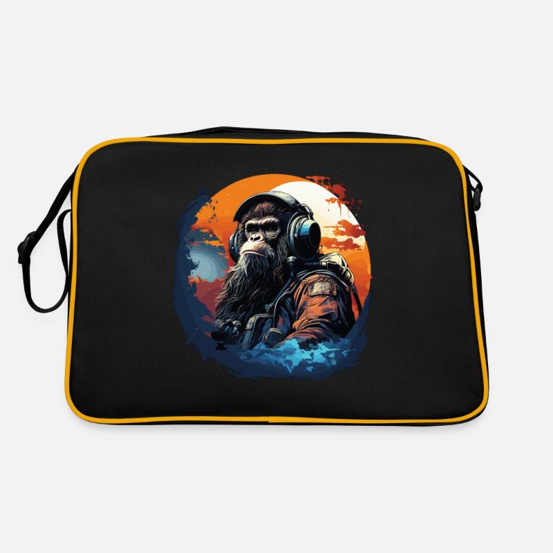 Cooler Affe mit Kopfhörer - Ape, Monkey Graphics Retro Tasche