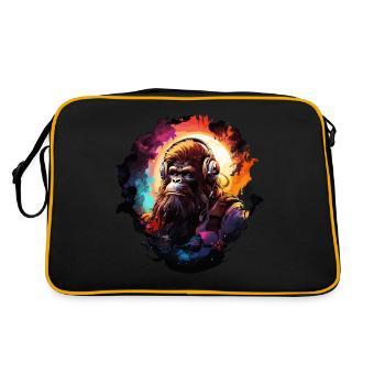 Bigfoot, Affe, Affe Design - Buntes Tier mit - Retro Tasche - Schwarz/Gold - Hinten