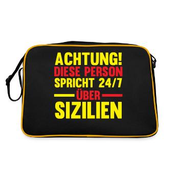 Sizilianer Sizilianisch Sizilien - Retro Tasche - Schwarz/Gold - Hinten