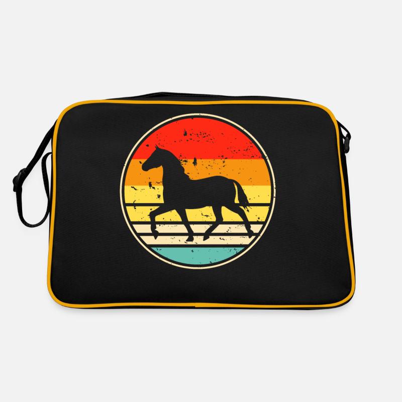 Pferd - Retro Tasche - Schwarz/Gold
