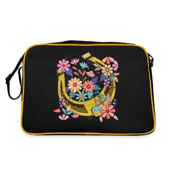 Cadeau d’équitation Joli Floral Fer à Cheval - Sac Retro - noir/or - Dos