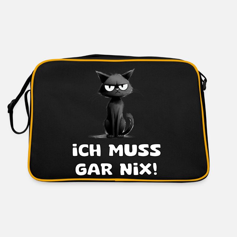 Lustige katze mit Sarkastischem Spruch - Retro Tasche - Schwarz/Gold