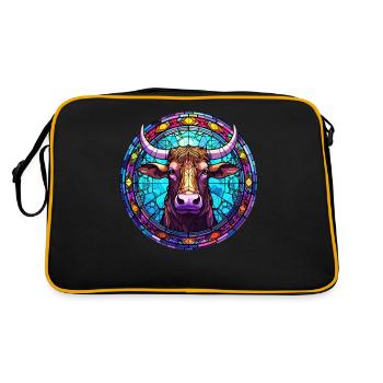 Stilvolle und trendige Kuh - Artistic Stained Glass Co - Retro Tasche - Schwarz/Gold - Hinten