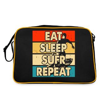 Surfen Surfer - Retro Tasche - Schwarz/Gold - Hinten
