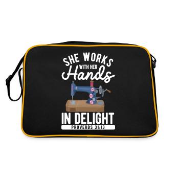 She works with her hands in joy sayings - Retro Bag - black/gold - Back