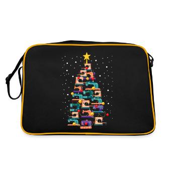 Funny Sewing Machine Christmas Tree Knitting Sew - Retro Bag - black/gold - Back