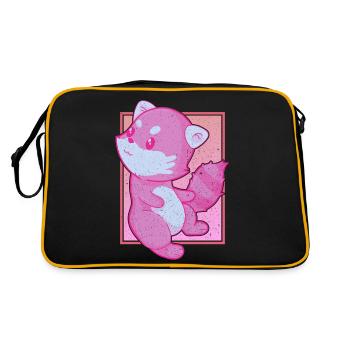 Chinese Zoo Animal Gift Kawaii Red Panda - Retro Bag - black/gold - Back