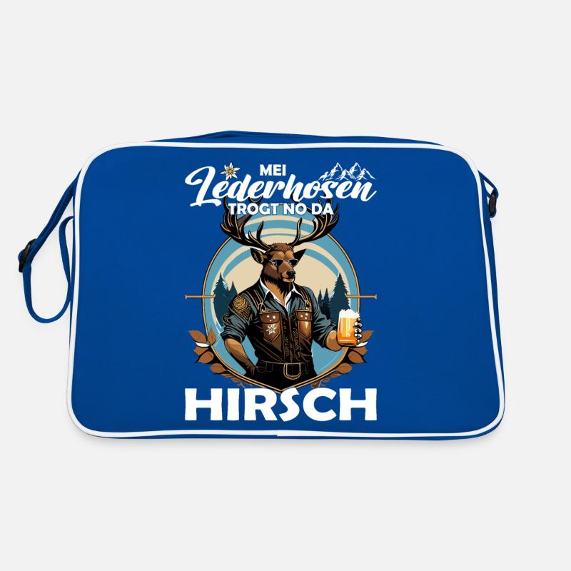 Mei Lederhosn trogt no da Hirsch Trachten Retro Tasche