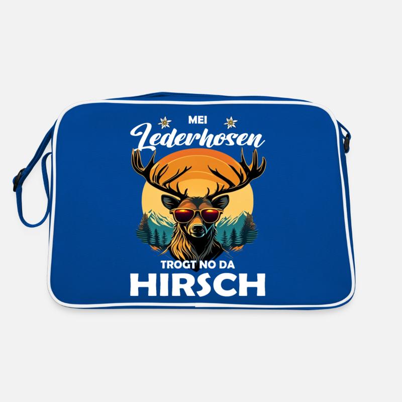 Mei Lederhosn trogt no da Hirsch Trachten Retro Tasche