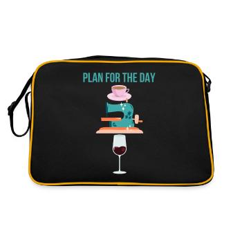 Plan pour la journée Café Machine à coudre Vin Drôle - Sac Retro - noir/or - Dos