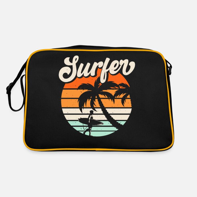 Surfen Surfer - Retro Tasche - Schwarz/Gold