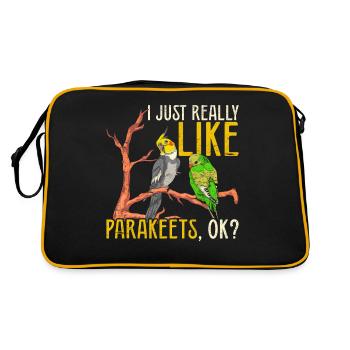 I just like parakeets ok bird funny parakeet - Retro Bag - black/gold - Back