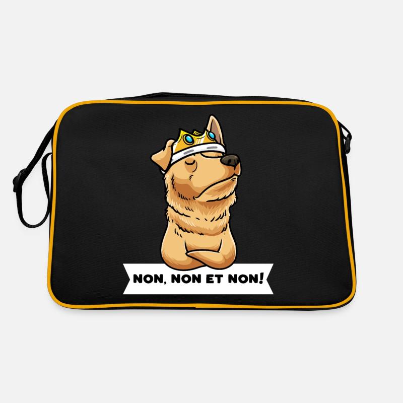 Berger Basque Chien Avec Couronne Têtu - Sac Retro - noir/or