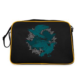 Schwarzer Vogel Krähe Geschenk Gruseliges Raben - Retro Tasche - Schwarz/Gold - Hinten