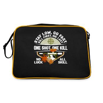 Stay Low Go Fast Lustige Paintball Spieler Paint - Retro Tasche - Schwarz/Gold - Hinten