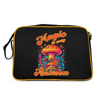 Magic Mushroom Psychedelic Art - Retro Bag - black/gold - Back