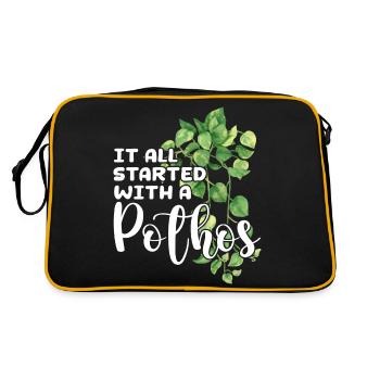 Funny Pot Plant - Gardening Expert Pothos Foliage - Retro Bag - black/gold - Back