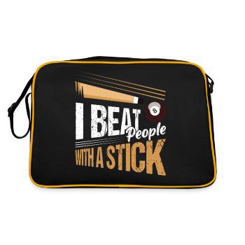 I Beat People With A Stick Billard Snooker Billiar - Retro Tasche - Schwarz/Gold - Hinten